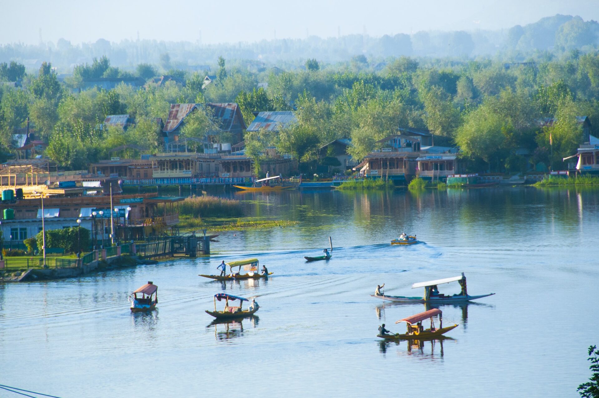 Aerial view of Dal Lake, Srinagar Jammu and Kashmir, India